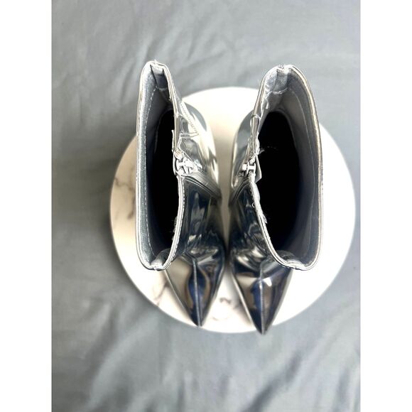 A New Day Women's Shandra Ankle Boots Patent Leather Silver Pointy Toe SZ 9:NWOB - Picture 13 of 14